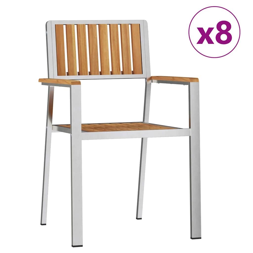 Zestaw stołów outdoorowych, 9-częściowy, brązowy, lite drewno tekowe, stół ogrodowy z 8 krzesłami, stół tarasowy, do ogrodu, na balkon, patio, werandę, dla rodziny, gości, piknik, jedzenie