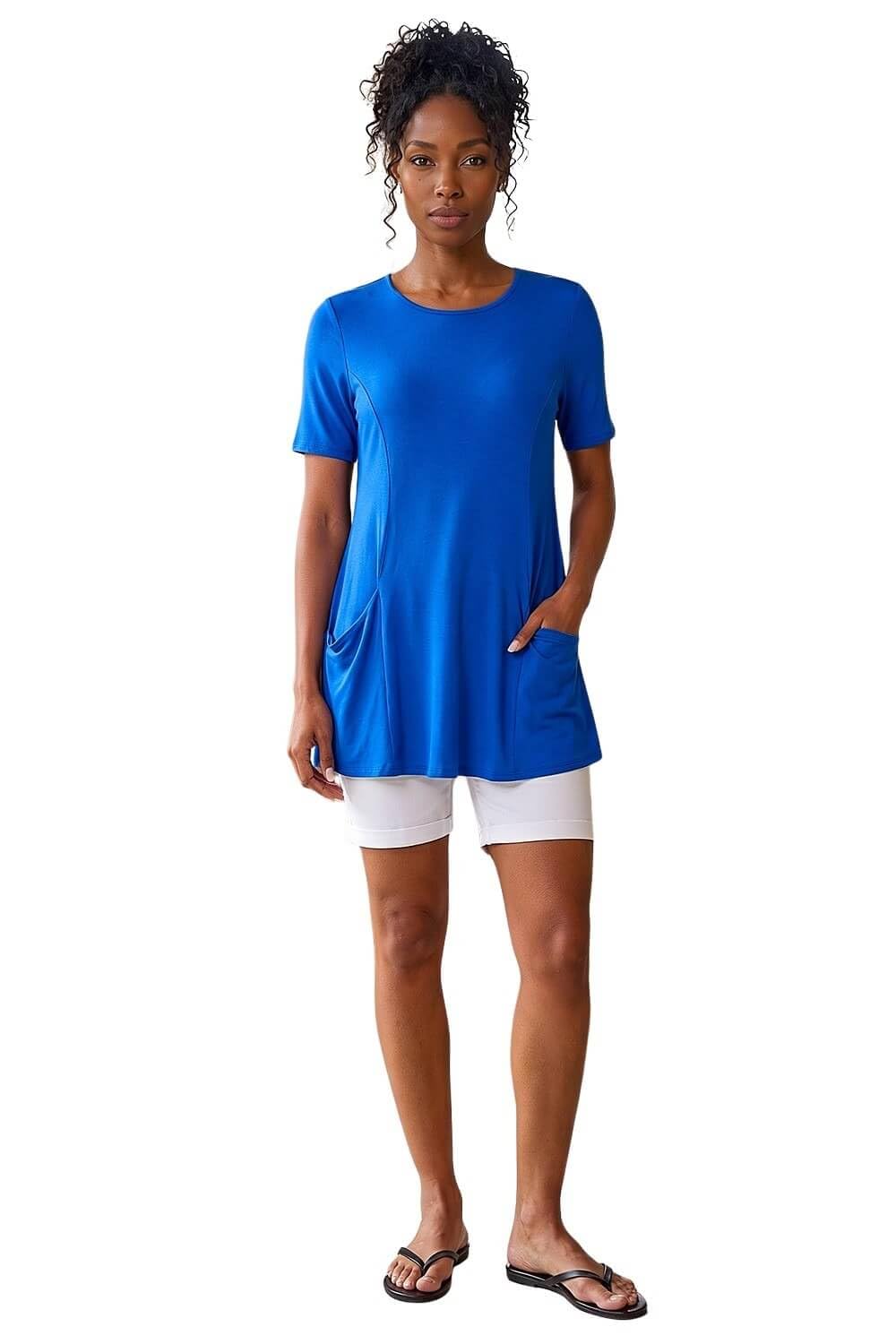 Roman Women's Royal Blue Pocket Detail Tunic Top Size 14