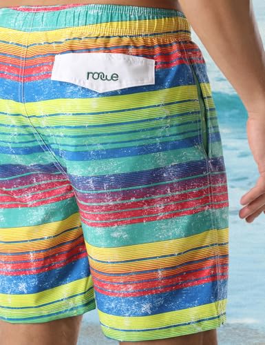 Men's Swimming Trunks Colorful Striped Summer Beachwear Surf Quick Dry Swim Trunk2