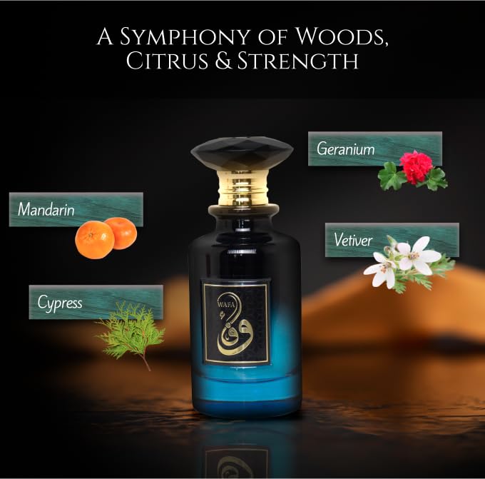 Miniatura 3 de Prince Parfums Dubai - Wafa Eau de Parfum para hombre 3.4 onzas - Colonia de lujo audaz con mandarina, ciprés, geranio y almizcle - Frescura cítrica