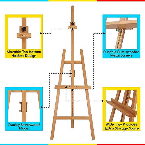 Image of MEEDEN Painting Wooden Art Easel: Solid Beechwood, Hold Canvas up to 43 inch