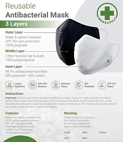SafeMask réutilisable bleu en coton doux x100