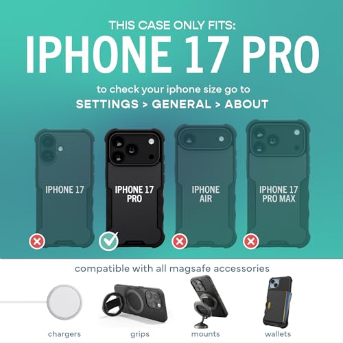 Image of Smartish iPhone 17 Pro MagSafe Case + Screen Protector - Magnetic Protective Case - Heavy Duty Armor Cover + 2-Pack Tempered Glass Screen Protectors for Apple iPhone 17 Pro - Black Tie Affair
