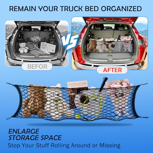 Image of Envelope Style Cargo Net for 2018-2025 2026 Chevy Traverse Accessories, Rear Trunk SUV Mesh Cargo Net, Upgraded 5mm Bungee & Double-Layer Nylon Storage Tailgate Netting Grocery&Tools Holder Organizer