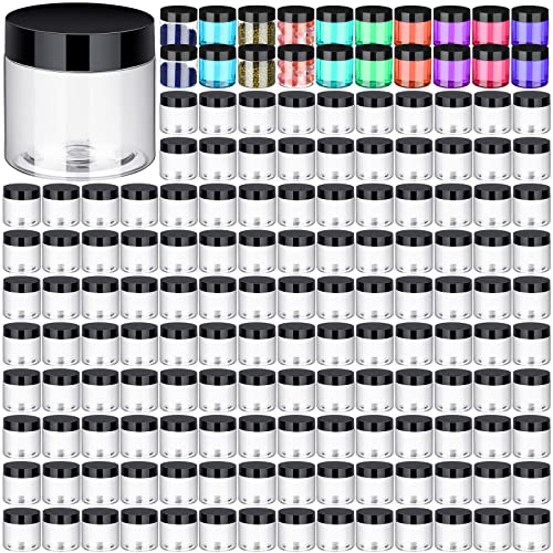 Image of Aoriher 150 Pcs Clear Plastic Jars with Lids Round Containers,2 Oz,Black | Small Slime Empty Containers for Cosmetic Lotion Cream Ointment, Great Travel Storage Organizing Makeup Samples Rhinestone