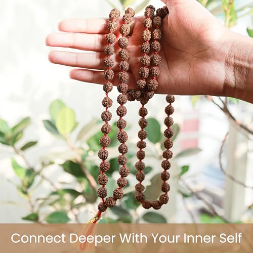 Image of Vado 5 Mukhi Rudraksha Mala 108 Panchmukhi Beads with Certificate 9mm (Brown)