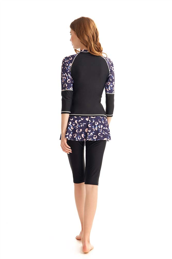 Costume da Bagno da Donna con Gonna da Bagno a Maniche Lunghe da Donna Rash Guard. Tuta da Surf Burkini