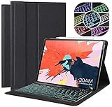 Coastacloud iPad Pro 12.9 2018 Keyboard Case, Detachable 7 Colors Backlit Wireless Bluetooth Keyboard with Keyboard Protective Covers & Cases for Tablet