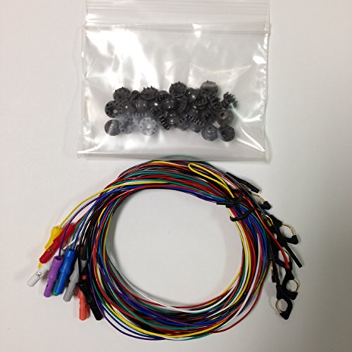 Package of 15 Disposable/Reusable Dry Electrodes and 10 Disposable/Reusable EEG Cup Electrodes and 5 48-inch Leads â€“ Red, White, Green, Black, Brown