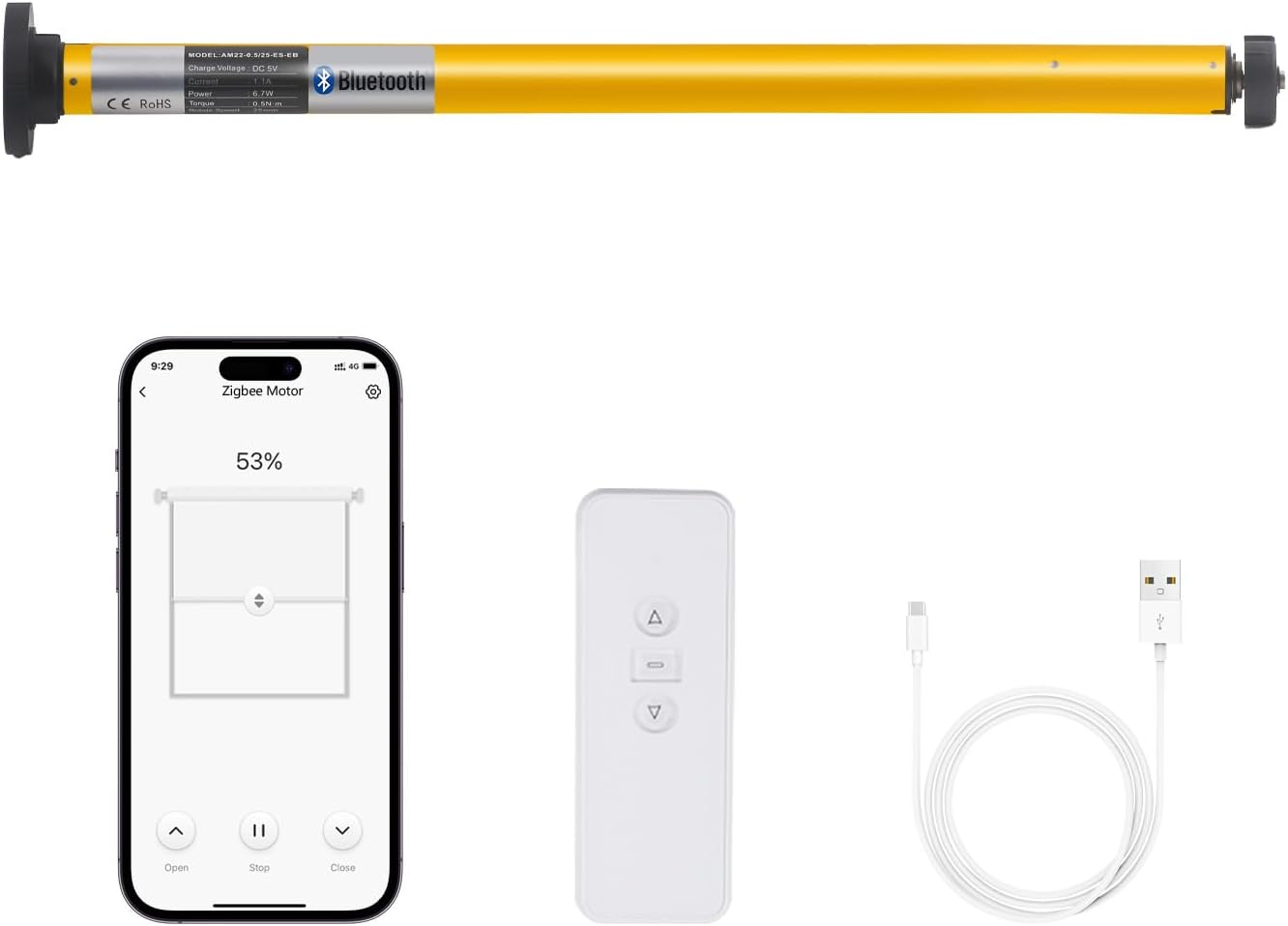 1 1/4" Bluetooth Alexa Blinds Motor WiFi Roller Shade Motor-Existing 1.25 inch Tube, Rechargeable Remote Control for Window Roller Shade