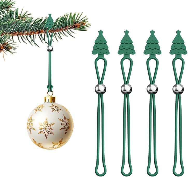 30pcs Christmas Ornament Hooks, Christmas Green Silicone Decorations, for Hanging Ornaments Wreaths Stockings Holiday Decor