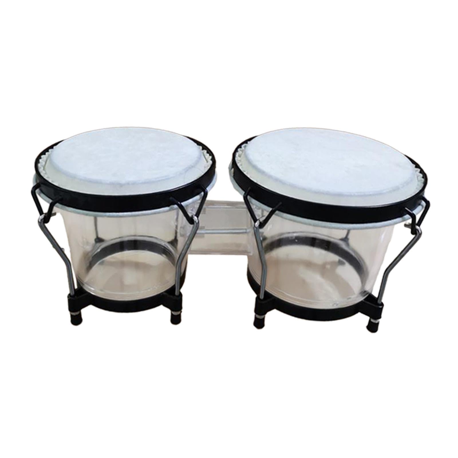 Ensemble de Bongos, Percussions, Bongos de 6 et 7 Pouces, Accordables, Instrument de Musique Portable et Artisanal, Tambour Africain à Main pour Début, Blanche