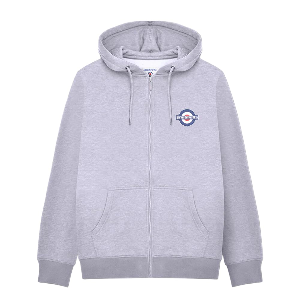 Lambretta Mens Full Zip Hoody Sweatshirt Hoodie Jacket - Grey - XL