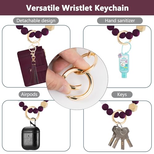 Image of KNGITRYI Wristlet Wallet for Women,RFID Keychain Wallet with Beaded Strap