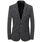 Men’s Striped Sport Coat Slim Fit Pinstripe Blazer Suit Jacket for Men, Business Casual One Button Formal Dress Coats