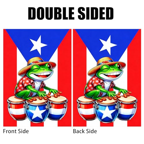 Image of Nuxovilar Puerto Rico Garden Flag Big Frog Hats Drums Polyester 27x39inch