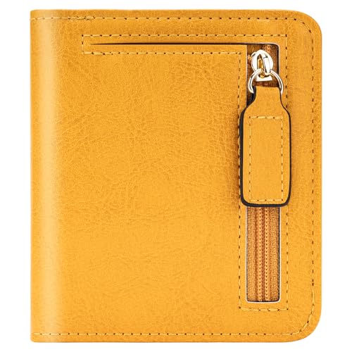 Image of Gostwo Small Wallet for Women, Slim Bifold Credit Card Holder, Compact RFID Blocking Cash Wallet, Billfolds Thin Leather Zipper Pocket, Mini Wallet Gift for Ladies Teen Girls Travel with ID Window