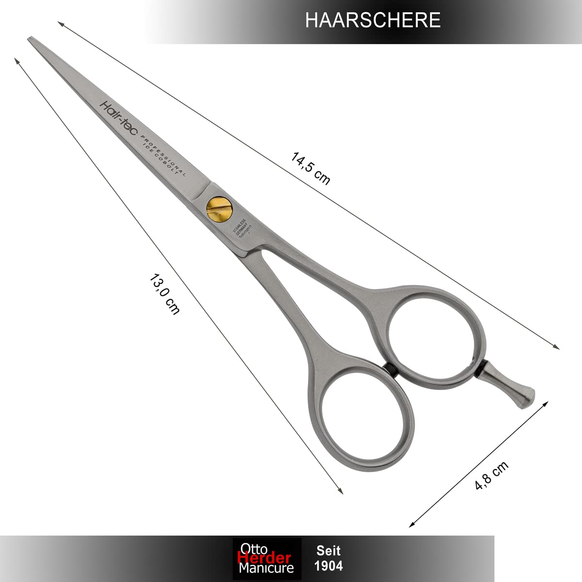 Otto Herder manicure Tijeras de peluquería de 12,8 cm, inoxidables, con microdentado unilateral, tijeras extra afiladas para peinar de Solingen