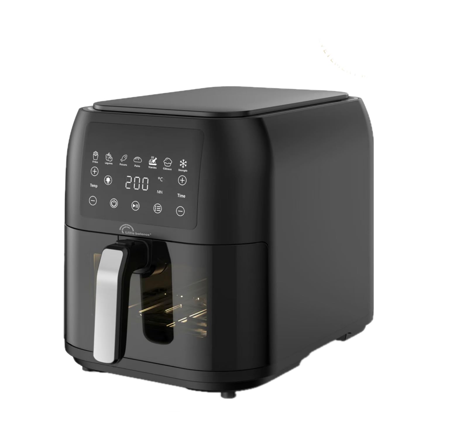 LITTLE BALANCE 8866 Crousty Light Long 8, Freidora sin aceite, Air Fryer, Sin PFAS, 7 programas predefinidos, 8 litros para 6 personas, 1700 W, Negro
