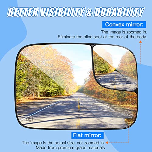 Carrep Passenger Side Heated Mirror Glass Rear View Convex Blind Spot,Exterior Mirror Compatible with RAM 1500 2500 3500 Pickup 2005 2006 2007 2008 (Ram 05-09 Passenger Side) - Image 3