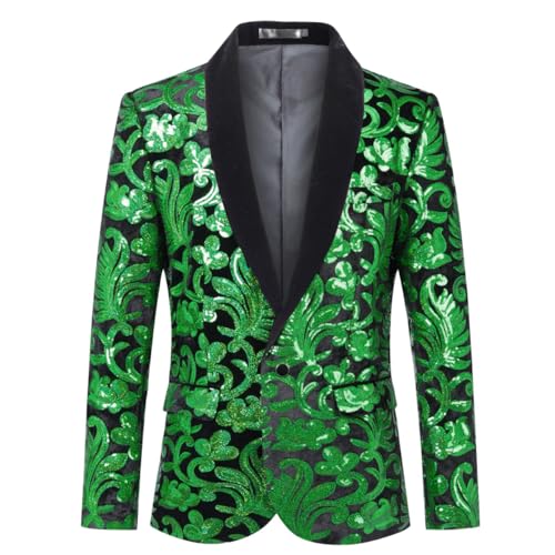 Iynnijoy Mens Velvet Sequins Blazer Shiny Sequin Tuxedo Suit Blazer Jacket for Party Wedding Banquet Prom - Main Image