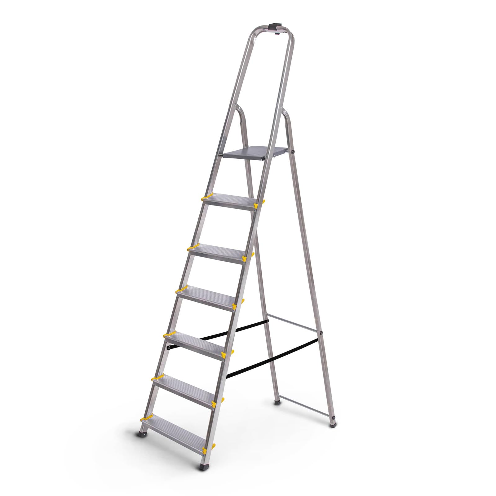HOSTRÖM Trittleiter 7 Stufen Dura, faltbar, leicht, aus Aluminium, Höhe Plattform 140 cm, rutschfeste Füße, Belastung 150 kg, 5 Jahre Garantie