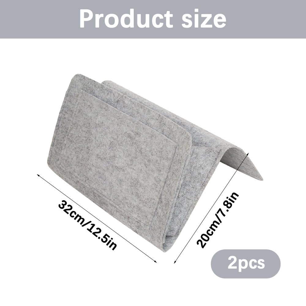 Vide-Poche Lit Beige En Feutre Épais - 5 Poches Organisateur Suspendu 32x21 Cm Pour Téléphone, Télécommande, Livres, Lunettes