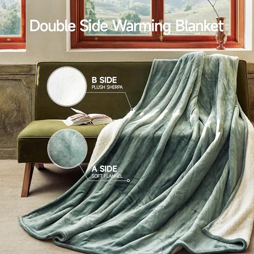 GOTCOZY Heated Blanket - Queen Size Electric Blanket with Dual Controller, 6 Heating Levels & 10 Hour Auto Off, ETL Certified (84x90 Inch Green)