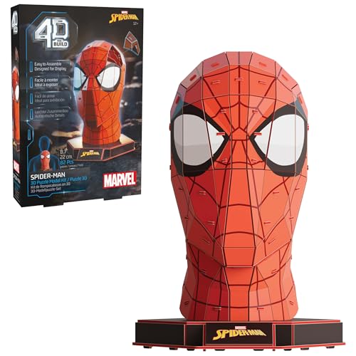 4D Build, Marvel Spider-Man 3D Puzzle Model Kit with Stand 82 Pcs | Spider-Man Desk Decor | Building Toys | 3D Puzzles for Adults & Teens 12+