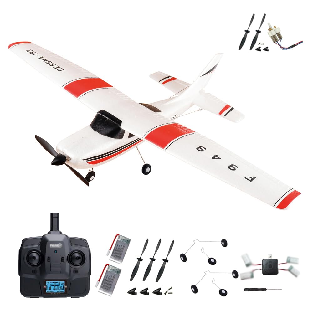 Avion Télécommandé F949 CESSNA-182 3D6G 3 Canaux Moteur 720 RC pour Adulte avec 2 Piles