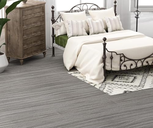 Image of Self-Adhesive Vinyl Flooring & Walls Covering, Waterproof, Removable Oil-Resistant Floor Sticker,Peel Stick Wallpaper for Kitchen Living Room Floor Stickers (Charcoal, 60 x 121 cm)