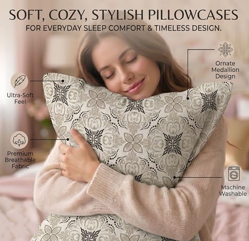 Image of VAS COLLECTIONS Cotton Pillow Cover Set of 2 (17x27 Inches) | Ultra Soft Breathable Pillow Cases for Bed | Skin Friendly, Fade Resistant & Comfortable Pillow Covers for Bedroom Decor (Dark Grey)