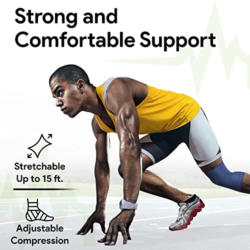 Elastic Bandage Wrap For Wounds, Self-Closure - 3" X 180" Compression Bandage Medical Wrap - (2) Breathable & Moisture Resistant Elastic Wrap Bandages For Foot, Leg, Arm, & Body Sprains #TOP2