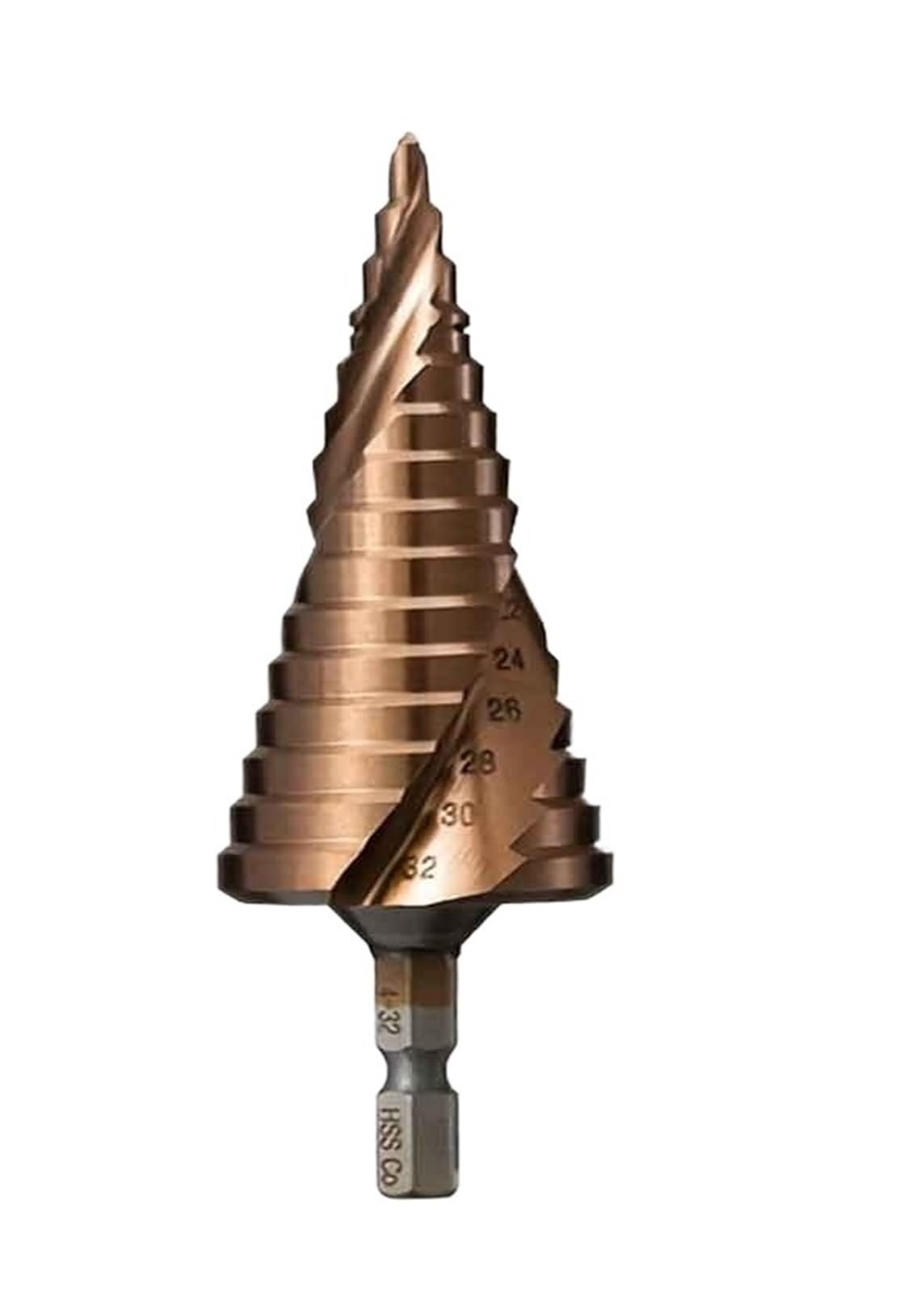 1 szt. Wiertło stopniowe M35 kobaltowe 4 mm ~ 12 mm / 20 mm / 32 mm Wiertło stożkowe HSS-Co do metalu, otwieracz otworów do żelaza, miedzi, stali nierdzewnej, drewna(4mm-32mm Step Drill)