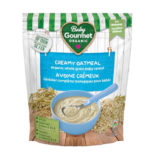 Baby Gourmet - Baby Gourmet Organic Baby Cereal, Creamy Oatmeal, Stage 1, 227g | Clean Label Certified | Packed in Canada | Iron-Rich, No Added Sugar, Organic Ingredients