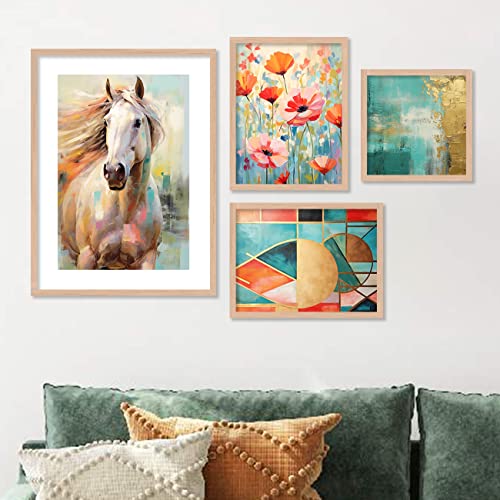 Image of kotart Aesthetic Modern Wall Decor Paintings with Frame for Home Decoration - Painting for Living Room Bedroom - Painting for Wall Decoration (14 x 18 inch) Set of 4 (Classic Wall Painting, 18)