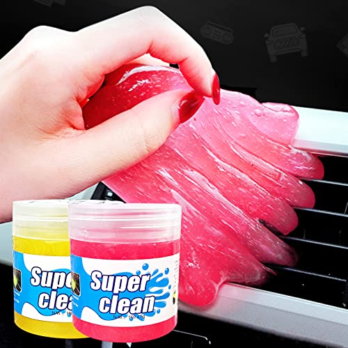 BOLTRY 2Packs Cleaning Gel for Car, Cleaning Kit Universal Automotive Dust Car Crevice Cleaner Interior Detail Keyboard Putty Cleaner for Car Air Vents, PC Cleaning (Red+Yellow)