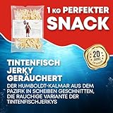 Tintenfisch Smoked (1kg XXL Pack) Fisch Jerky I High Protein I Snacks I Trockenfisch Omega 3 I Beef Jerky, Trockenfleisch & Chips Alternative