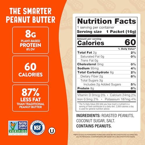 Image of PBfit 8 Ounce Classic Peanut Butter Powder, Powdered Peanut Butter Spread From Real Roasted Peanuts, 8g of Protein 8% DV, Gluten-Free, 60 calories, 87% less fat (Pack of 1)
