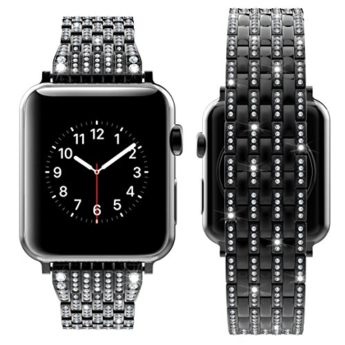 Wearlizer Black Bling Compatible With Apple Watch Band Women 42Mm 44Mm 45Mm 49Mm(Ultra) Crystal Rhinestone Luxury Diamond Sparkle Strap Metal Bracelet Buckle For Iwatch Se Series 8 7 6 5 4 3 2 1 #TOP7