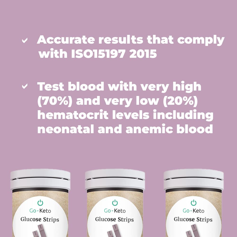 Go-Keto Glucose Teststreifen, 50 Stück | Blutzucker Teststreifen passend für das Go-Keto Ketone & Glukose Messgerät, On Call GK Dual Messsgerät | regelmäßiger Glucose Check, zu Hause und unterwegs