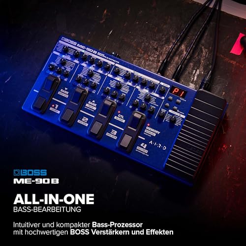 BOSS ME-90B Bass-Multieffekt | All-In-One Bassprozessor | 10 integrierte AIRD Verstärkermodelle | 61 Effekte aus der BOSS Bass-Effektbibliothek