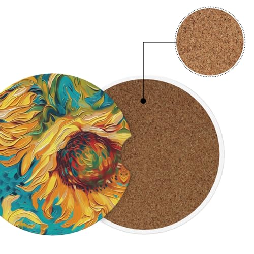 2pcs posavasos absorbentes para carro diseño girasol miniatura 6