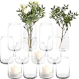 12x Windlichter aus Glas im Set (6x20cm & 6x15cm )