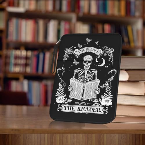 Book Sleeve Book Protector Pouch Case, Skull Book Sleeve with Zipper,Journal Book Sleeve Cover for Book Lovers Gifts, Gothic Skeleton Waterproof Book Club Gifts for Women Teacher Reader Librarian by LAOTANGJIA - Used condition - Image 5