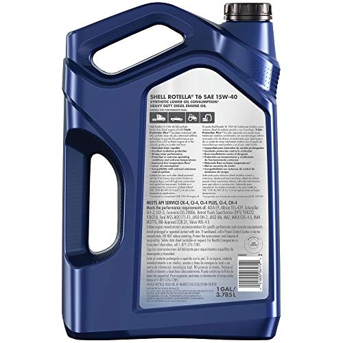 Shell Rotella T6 Full Synthetic 15W-40 Diesel Engine Oil (1-Gallon, Case Of 3) #TOP1
