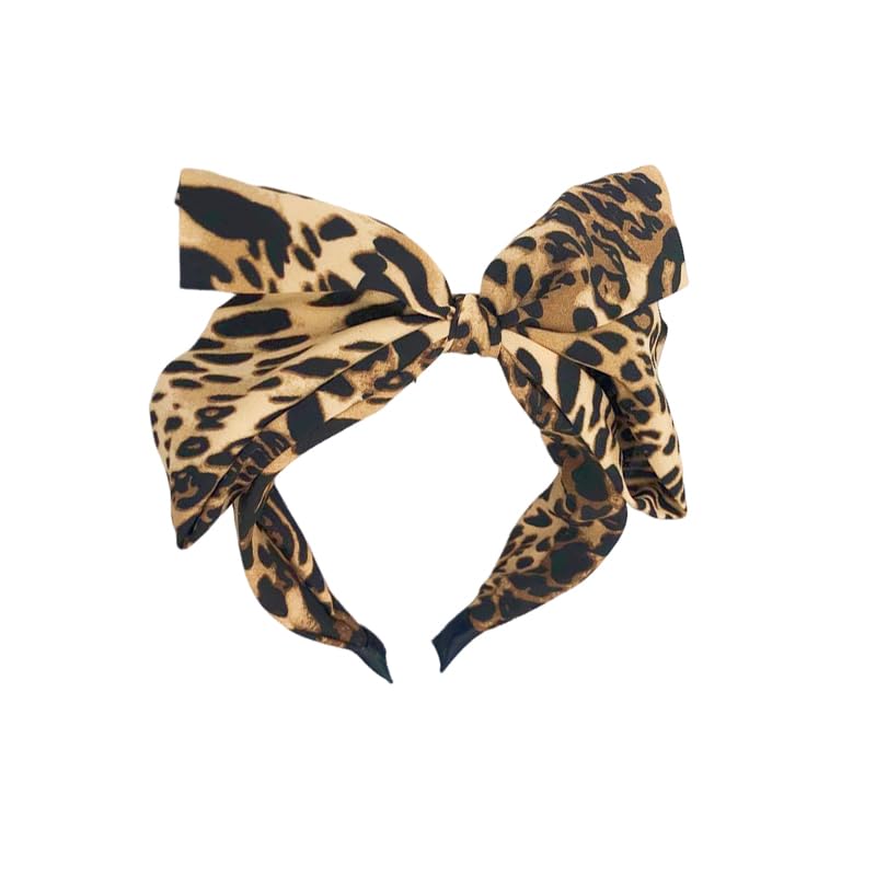Diadema grande con lazo para el cabello para mujer, diadema con lazo de leopardo, diadema con lazo anudado, diadema con estampado de leopardo, disfraz de cosplay, accesorios para el cabello