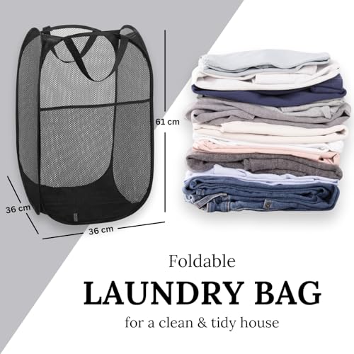 Image of Dirty Clothes Laundry Basket - Foldable Laundry Bag for Clothes (Pack of 1)