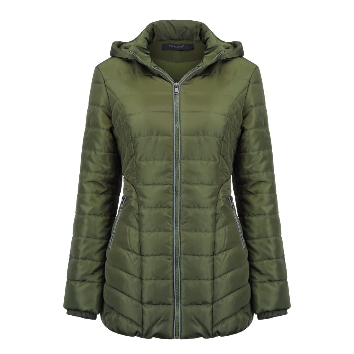 YUNCLOS Giacca da donna calda con cappuccio maniche lunghe cappotto invernale capispalla antivento cappotto trapuntato con tasche