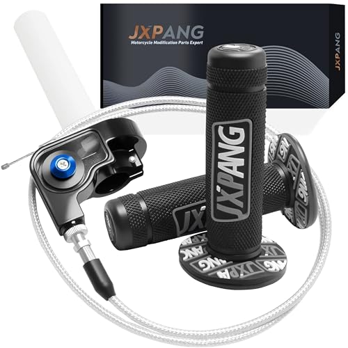 JXPANG 22mm 7/8 Throttle Twists Grip with Throttle Cable Upgraded Universal for Off-Road Motorcycle 250 Dirt Pit Motor Mini Bike YCF CRF70 TTR SSR KLX110 Thumpstar (Type A-Black)
